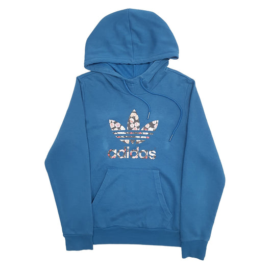 Womens Blue Adidas Spellout Hoodie Jumper