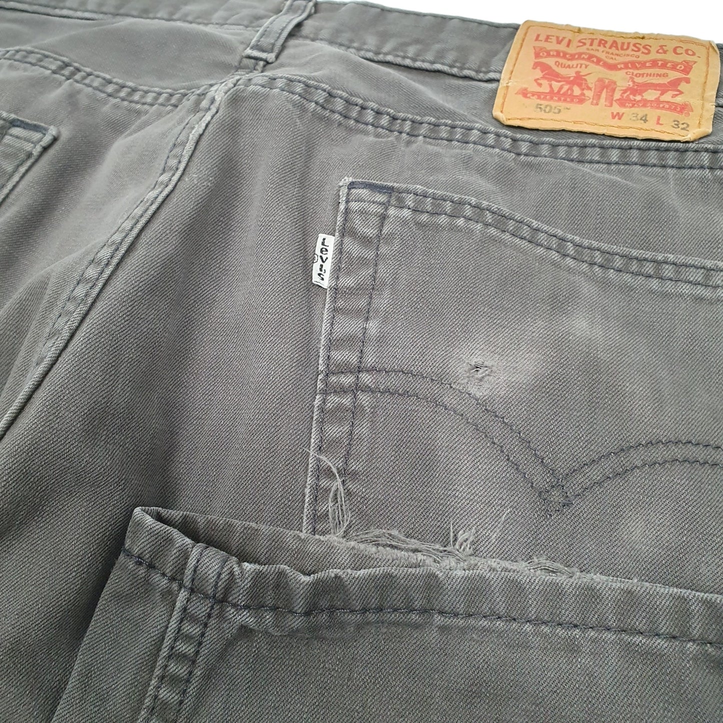 Levis 505 Regular Fit Jeans W34 L31 Grey