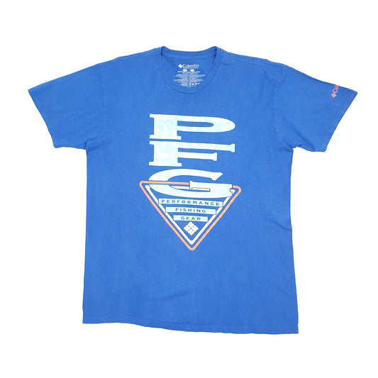 Mens Blue Columbia Sportswear PFG Performance Fishing Gear Short Sleeve T Shirt