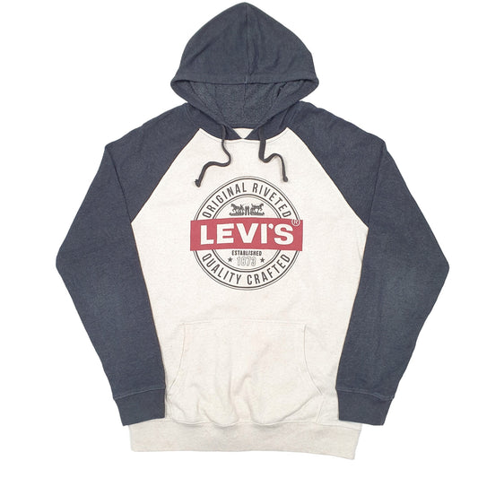 Mens Beige Levis Spellout Hoodie Jumper