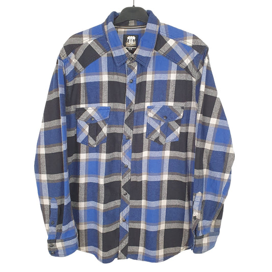 Route 66 Flannel Shacket Long Sleeve Regular Fit Check Shirt Blue