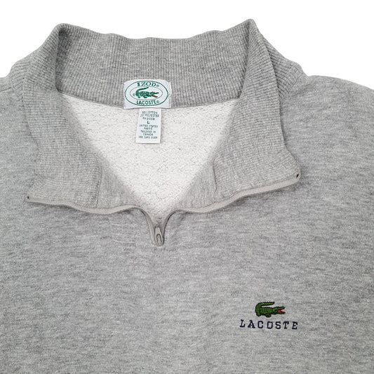 Mens Grey Lacoste Vintage Izod Spellout Quarter Zip Jumper