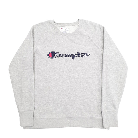 Mens Grey Champion Spellout Crewneck Jumper