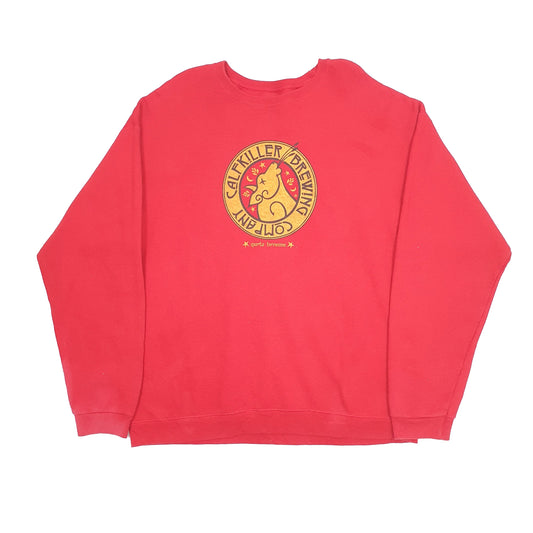 Hanes USA Calfkiller Brewery Crewneck L Red