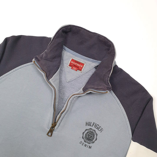 Tommy Hilfiger Denims Spellout Quarter Zip M Blue