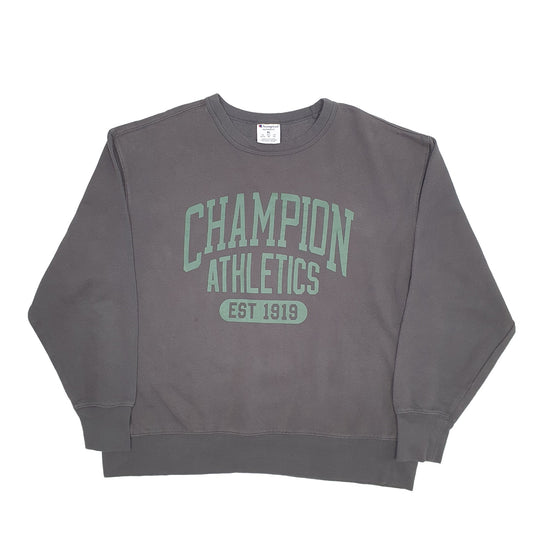Mens Black Champion Spellout Crewneck Jumper