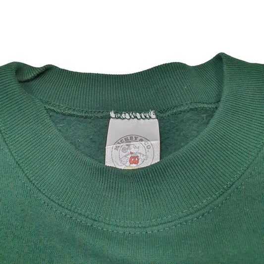 Mens Green Disney Sweatshirt Mickey Mouse Crewneck Jumper