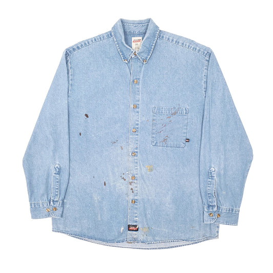Mens Blue Dickies Workwear Denim Shacket Long Sleeve Shirt
