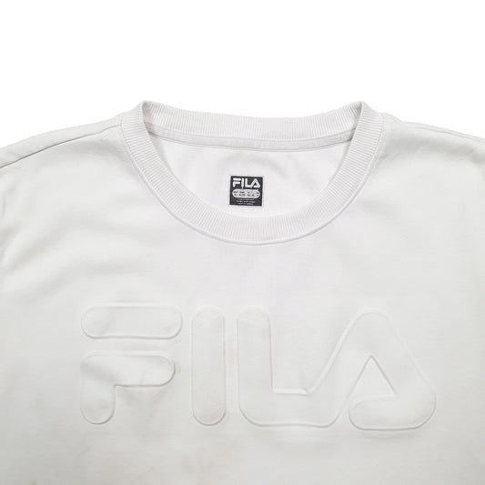 Womens White Fila Spellout Crewneck Jumper