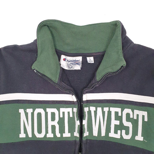 Mens Black Champion USA College Northwest Vintage 1990s Full Zip Jumper