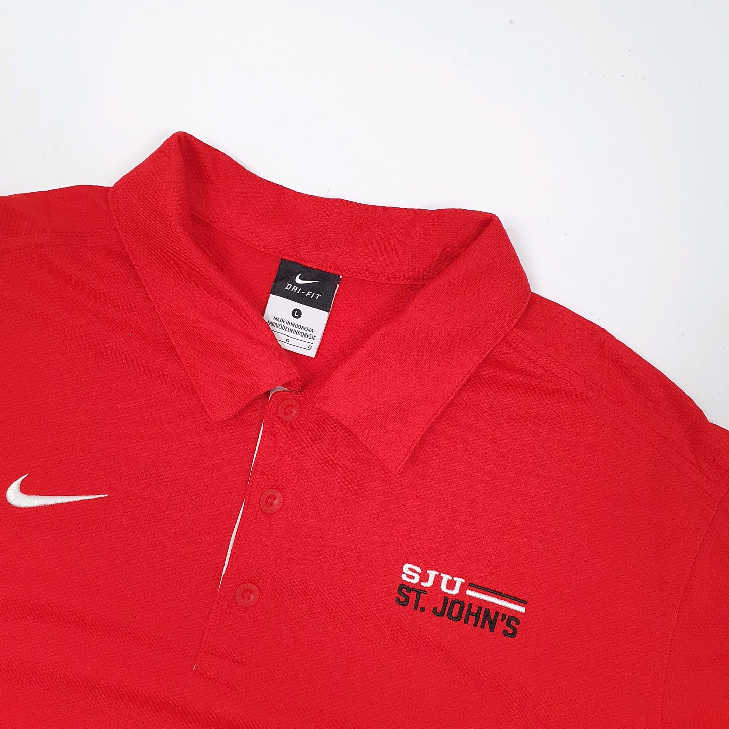 Nike Dri Fit USA St John's University Short Sleeve Polo Shirt Red