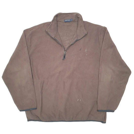 Mens Brown Nautica Quarter Zip Jumper