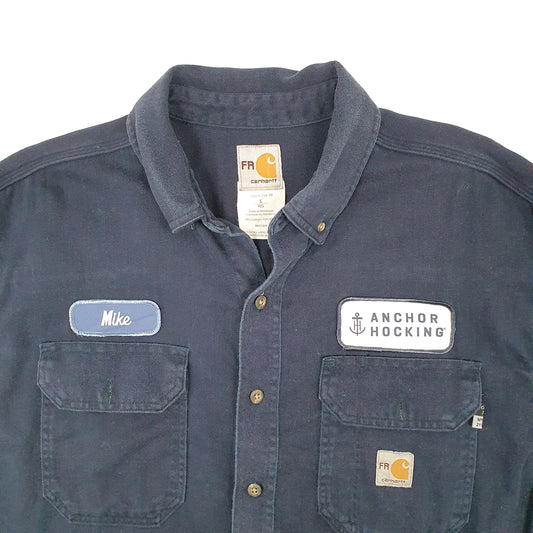 Mens Navy Carhartt FR Shacket Long Sleeve Shirt