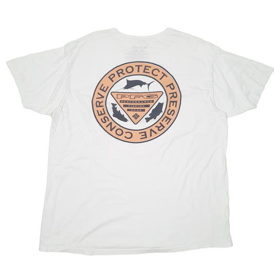 Mens White Columbia Sportswear Performance Fishing Gear PFG Short Sleeve T Shirt