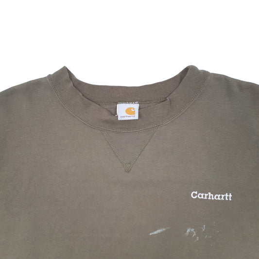 Mens Khaki Carhartt Spellout Workwear Crewneck Jumper
