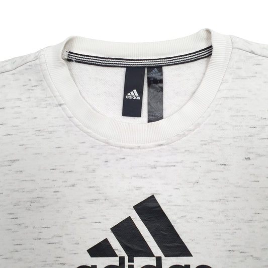 Mens White Adidas Crewneck Jumper