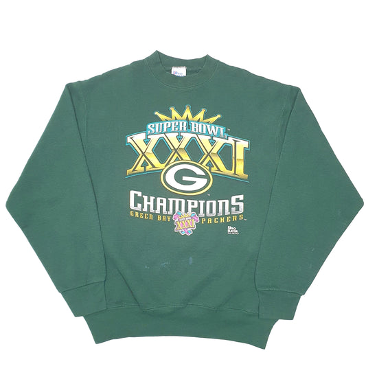 Mens Green Pro Layer Superbowl Vintage Green Bay Packers Football Made In USA 97 Crewneck Jumper