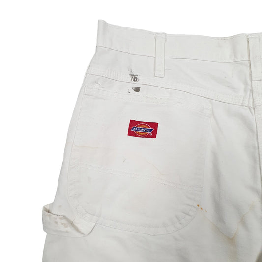 Mens White Dickies Cut Offs Carpenter Painter Workwear Denim Shorts