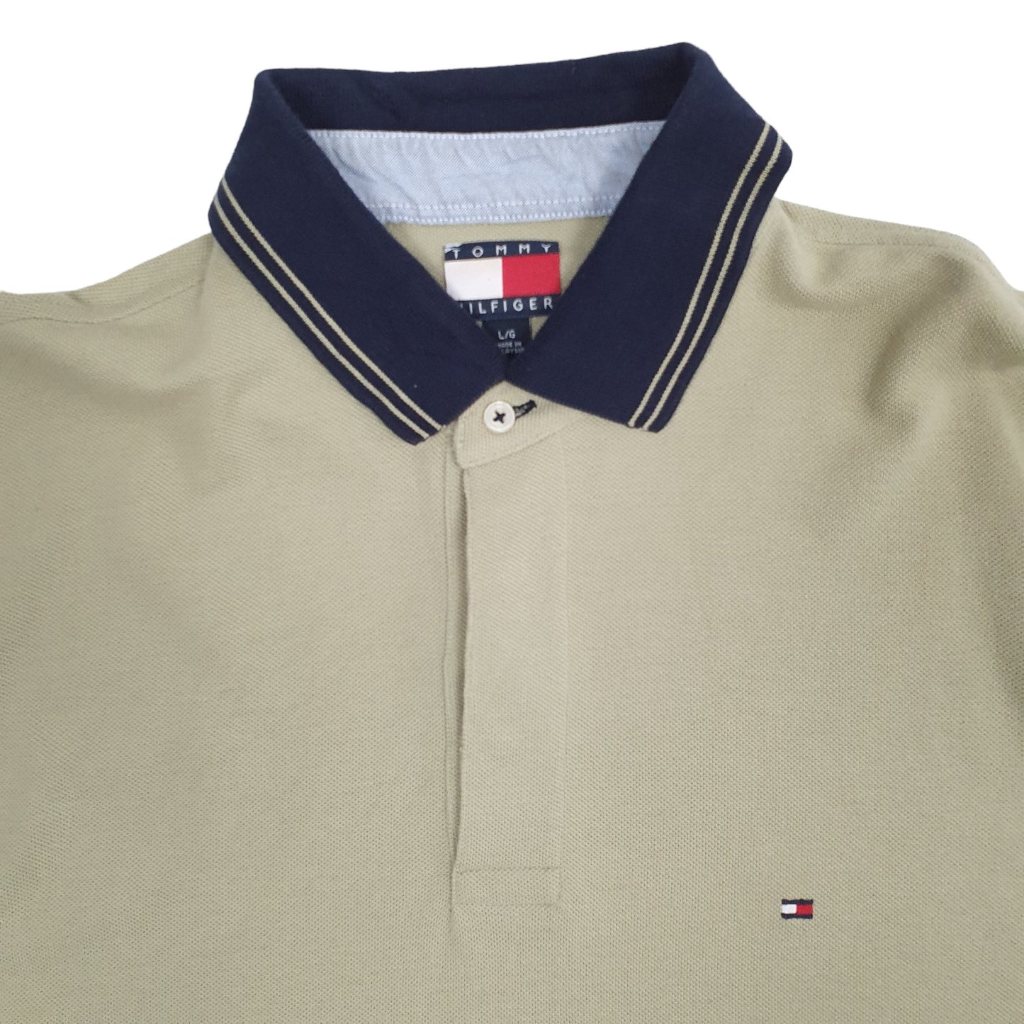 Mens Khaki Tommy Hilfiger Long Sleeve Polo Shirt