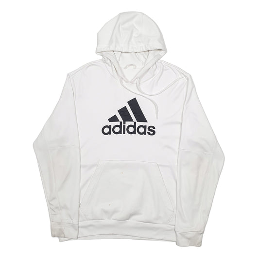 Mens White Adidas Spellout Hoodie Jumper