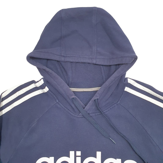 Mens Blue Adidas Spellout Hoodie Jumper