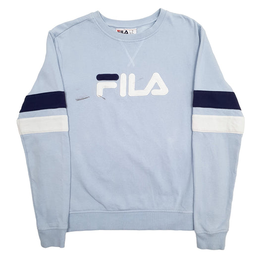 Womens Blue Fila Spellout Crewneck Jumper