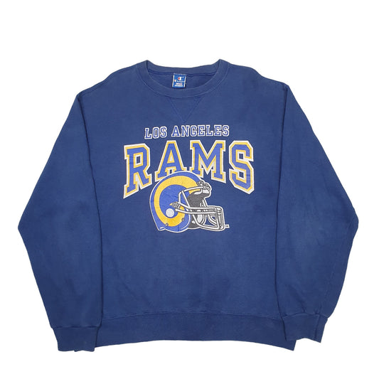 Mens Blue Champion Vintage 1980's USA Made Los Angeles Rams Football Crewneck Jumper