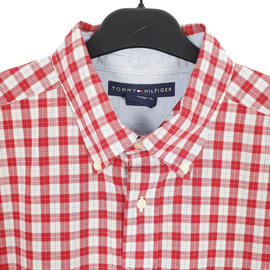 Tommy Hilfiger Short Sleeve Regular Fit Check Shirt Red