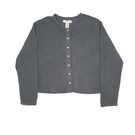 Eddie Bauer Crop Top Cardigan Fleece L Grey