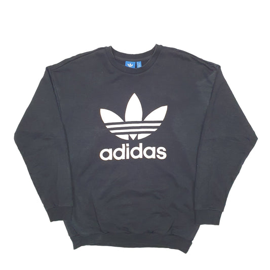 Mens Black Adidas Spellout Crewneck Jumper