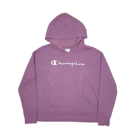 Mens Purple Champion Spellout Hoodie Jumper