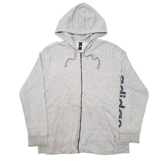 Mens Grey Adidas Hoodie Full Zip Jumper