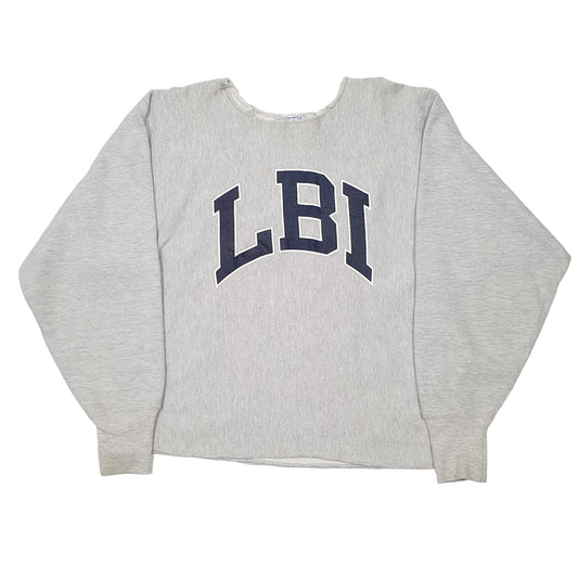 Womens Grey Champion Cut Off Cropped Reverse Weave Made In USA 90s Crewneck Jumper