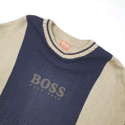 Hugo Boss Knit Spellout Crewneck XL Beige