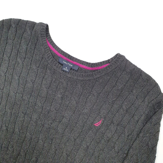 Nautica Cable Knit Crewneck S Grey