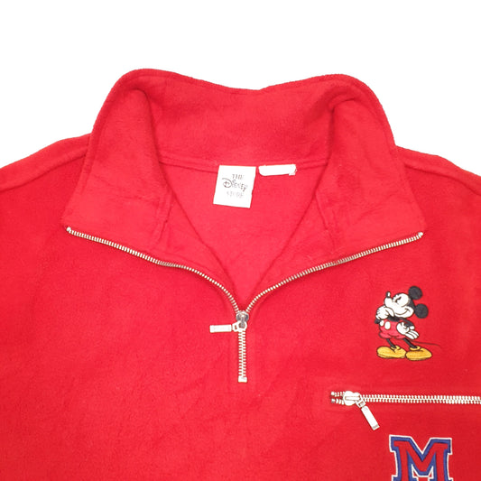Mens Red Disney Mickey Mouse Spellout Quarter Zip Jumper