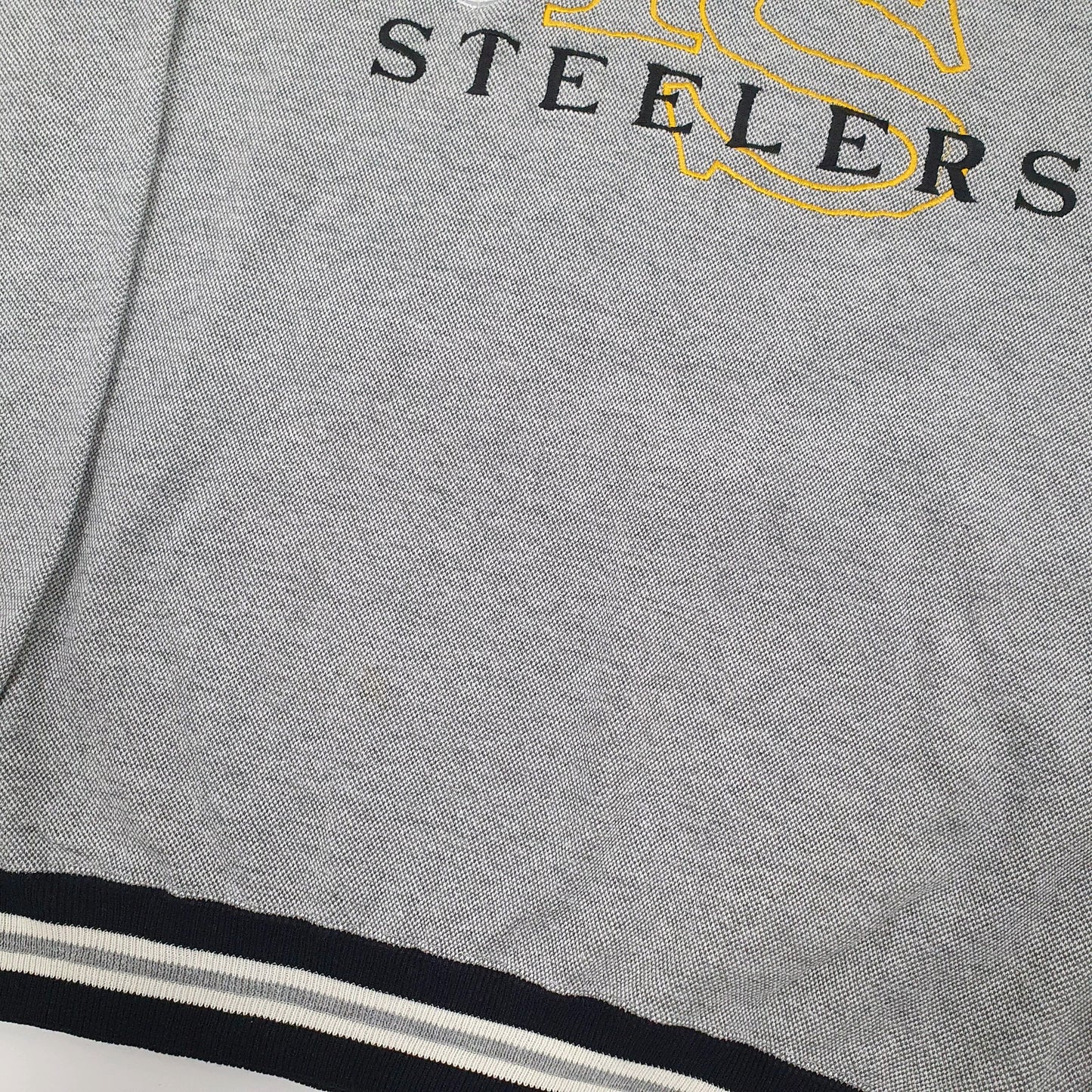 Mens Grey NFL Logo Athletic Vintage 1990's Pittsburgh Steelers USA Football Crewneck Jumper