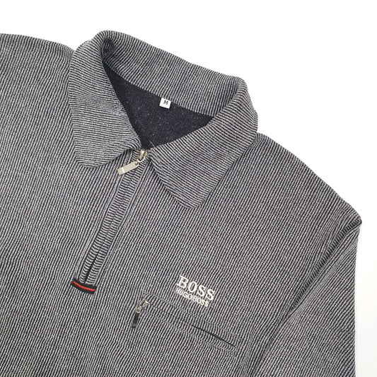 Hugo Boss Spellout Quarter Zip M Grey