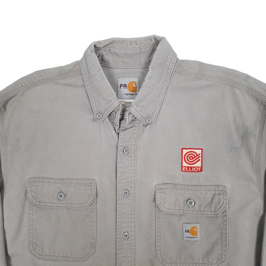 Mens Grey Carhartt FR Workwear Shacket Long Sleeve Shirt