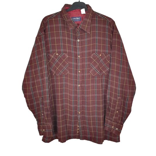 John Blair Flannel Shacket Long Sleeve Regular Fit Check Shirt Burgundy