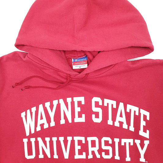 Mens Red Champion USA College Wayne State Hoodie Jumper