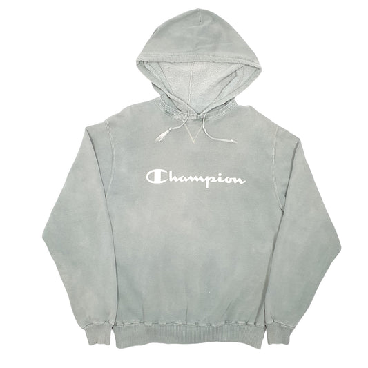 Mens Green Champion Spellout Script Hoodie Jumper