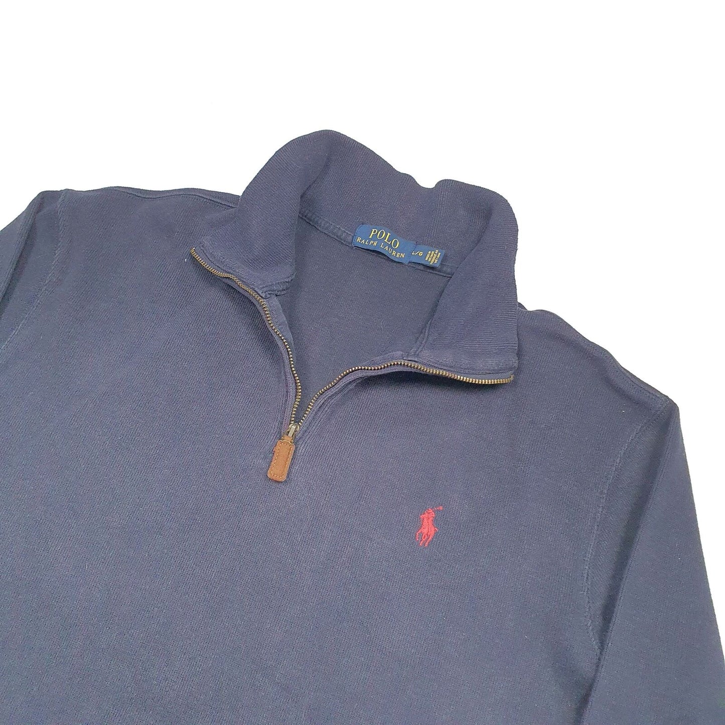 Mens POLO RALPH LAUREN Cotton 1/4 Quarter Zip Jumper Sweatshirt L