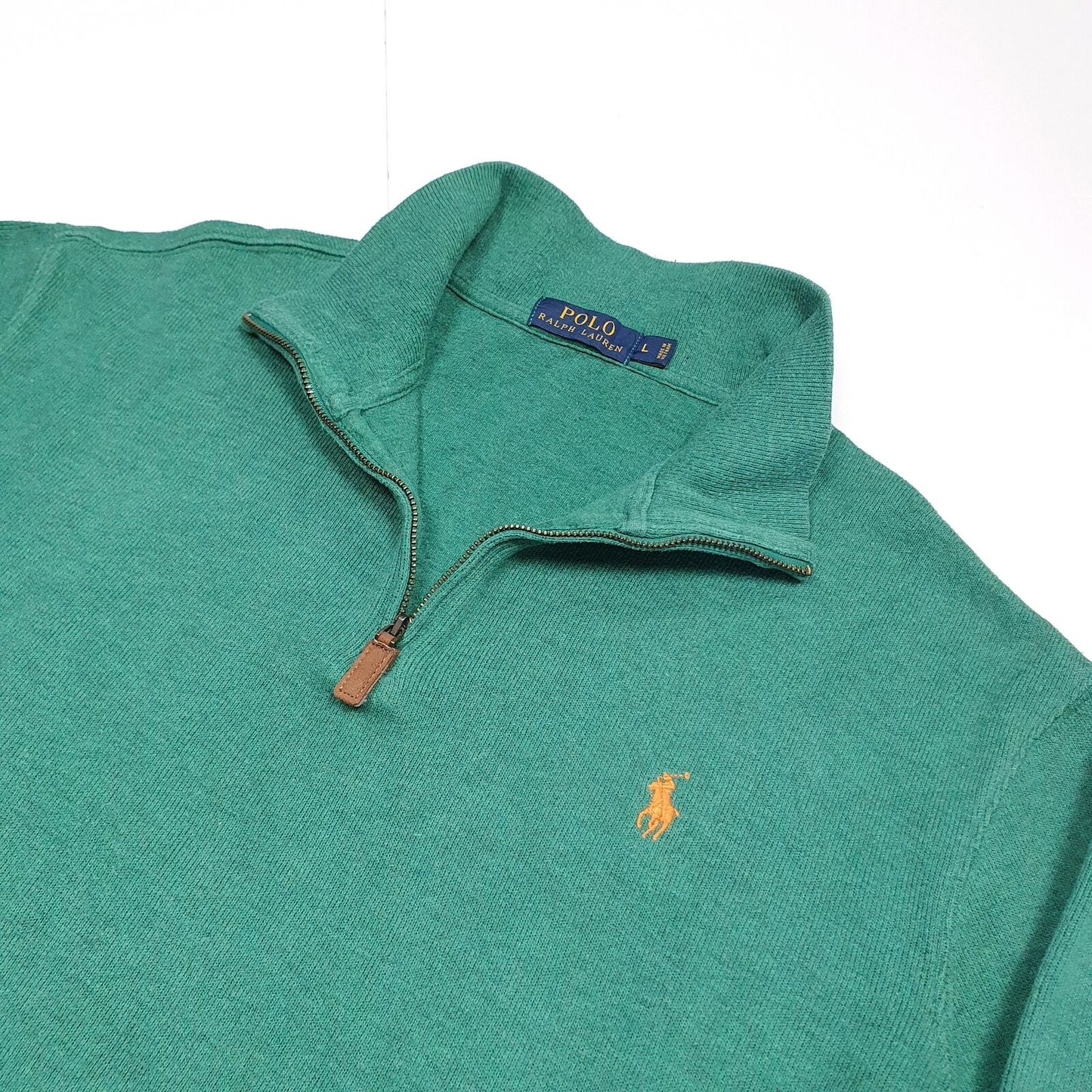 Mens POLO RALPH LAUREN Cotton 1/4 Quarter Zip Jumper Sweatshirt L