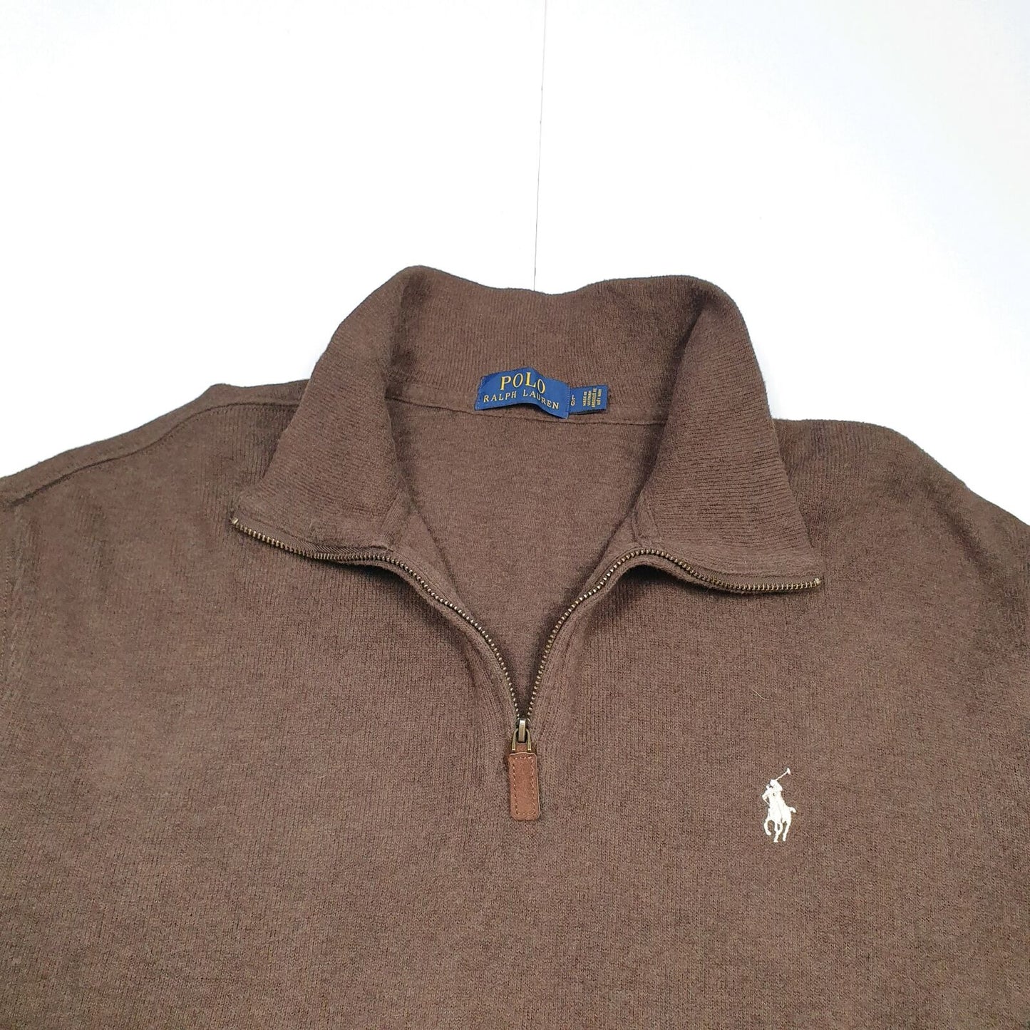 Mens POLO RALPH LAUREN Cotton 1/4 Quarter Zip Jumper Sweatshirt L