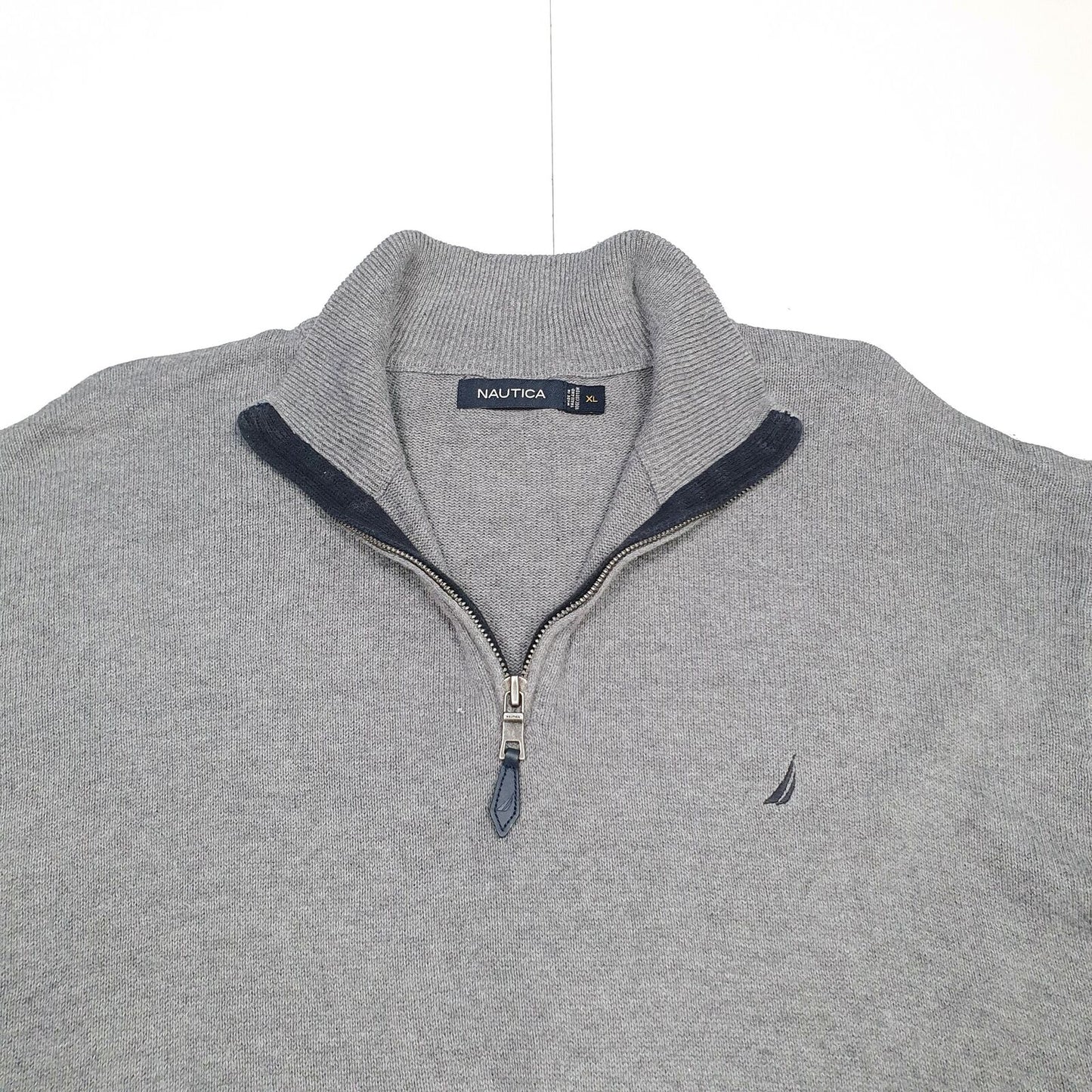 Mens NAUTICA Cotton 1/4 Quarter Zip Jumper Sweatshirt XL