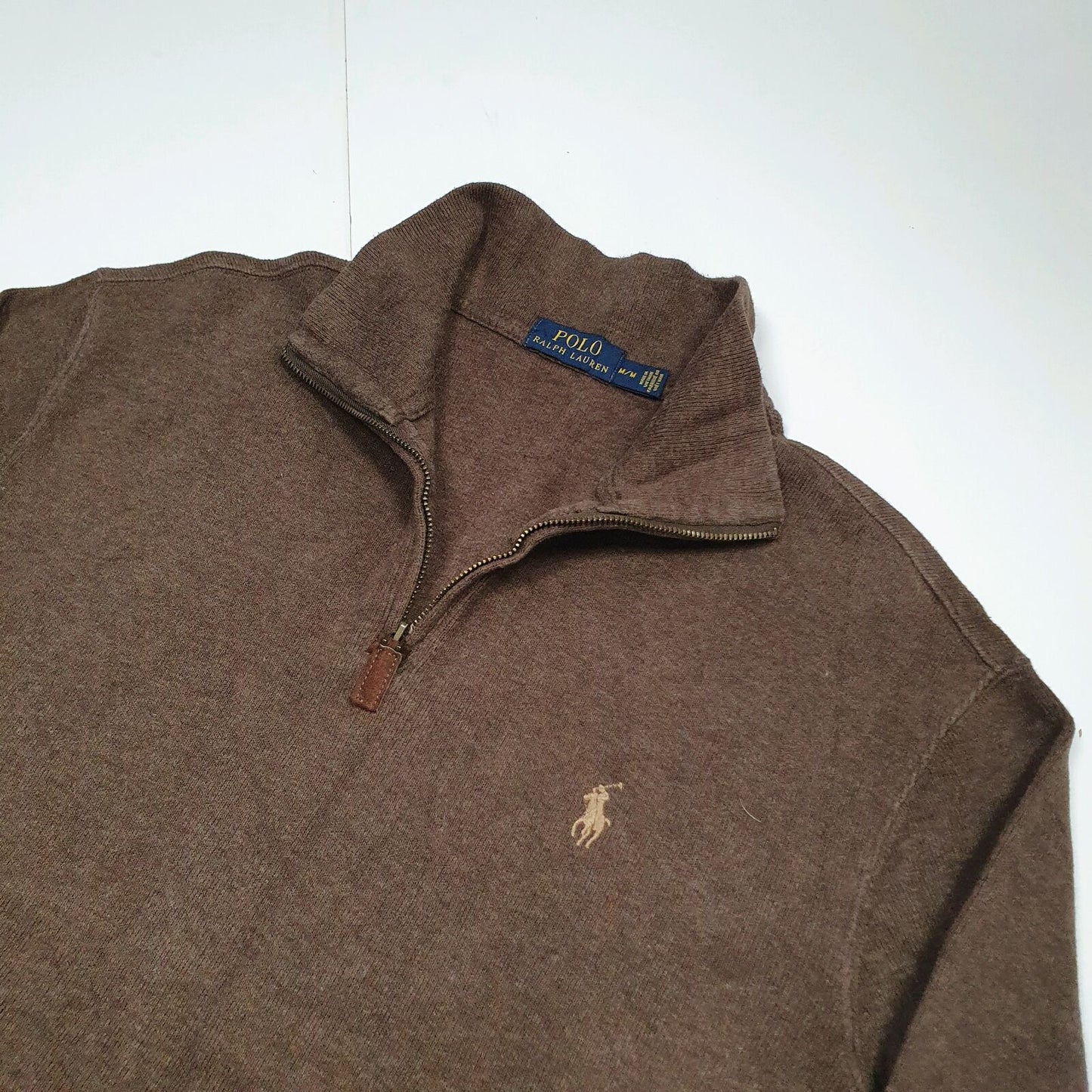 Mens POLO RALPH LAUREN Cotton 1/4 Quarter Zip Jumper Sweatshirt M
