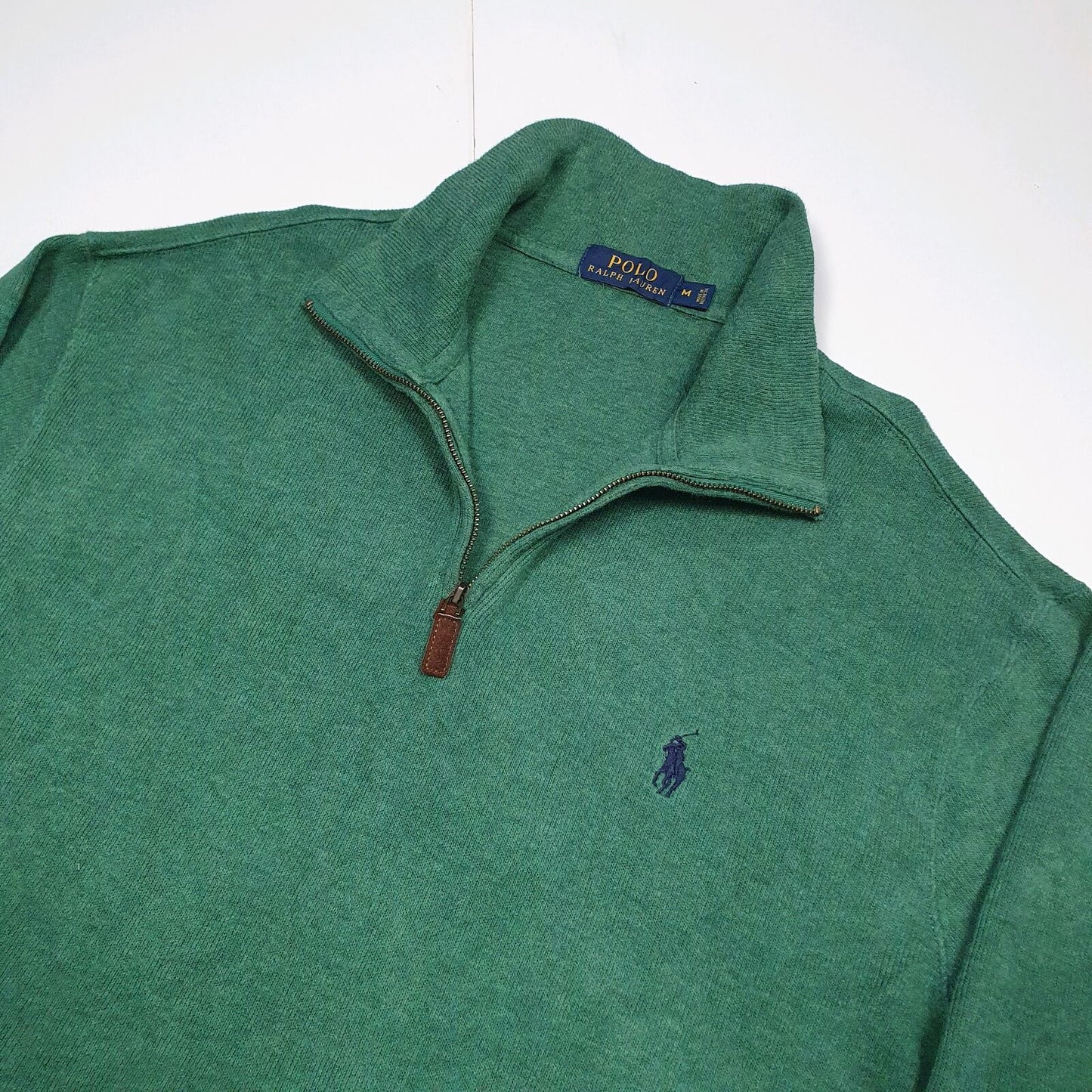 Mens POLO RALPH LAUREN Cotton 1/4 Quarter Zip Jumper Sweatshirt M