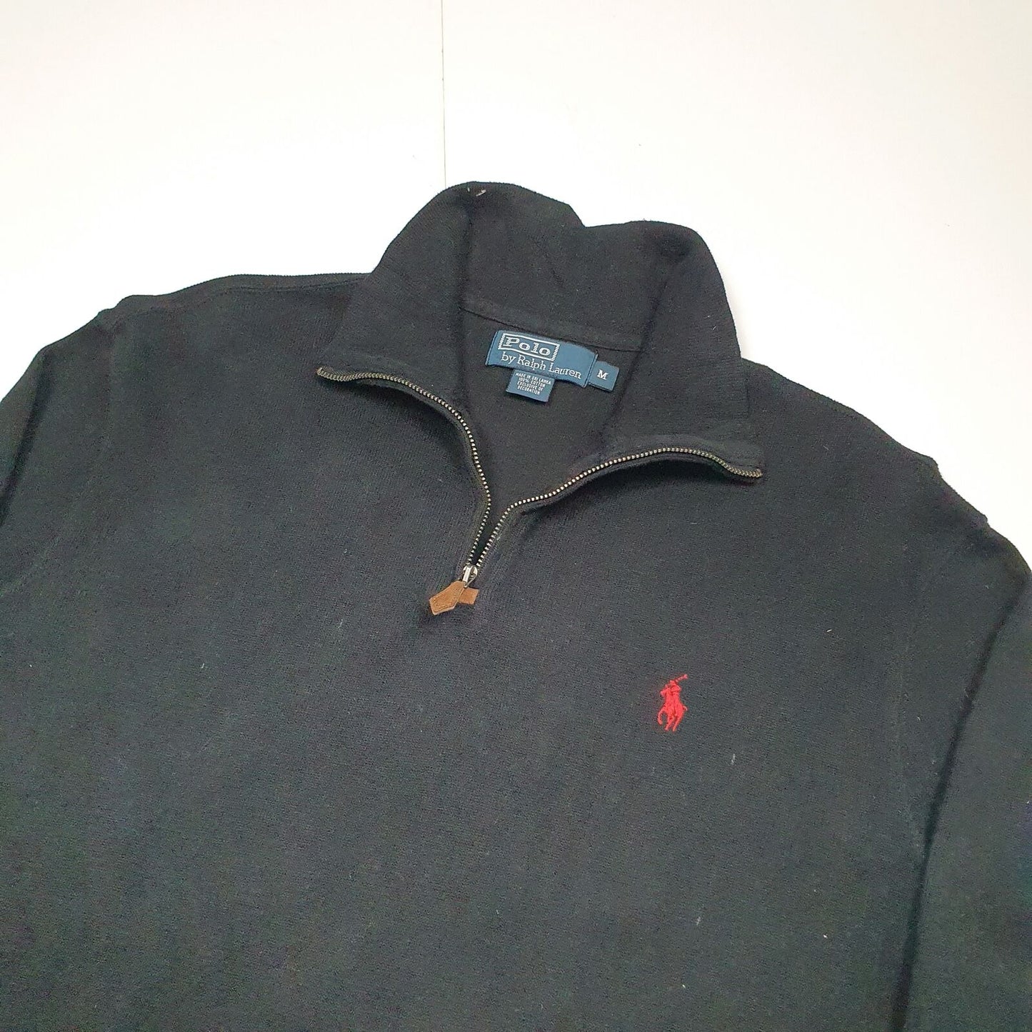 Mens POLO RALPH LAUREN Cotton 1/4 Quarter Zip Jumper Sweatshirt M