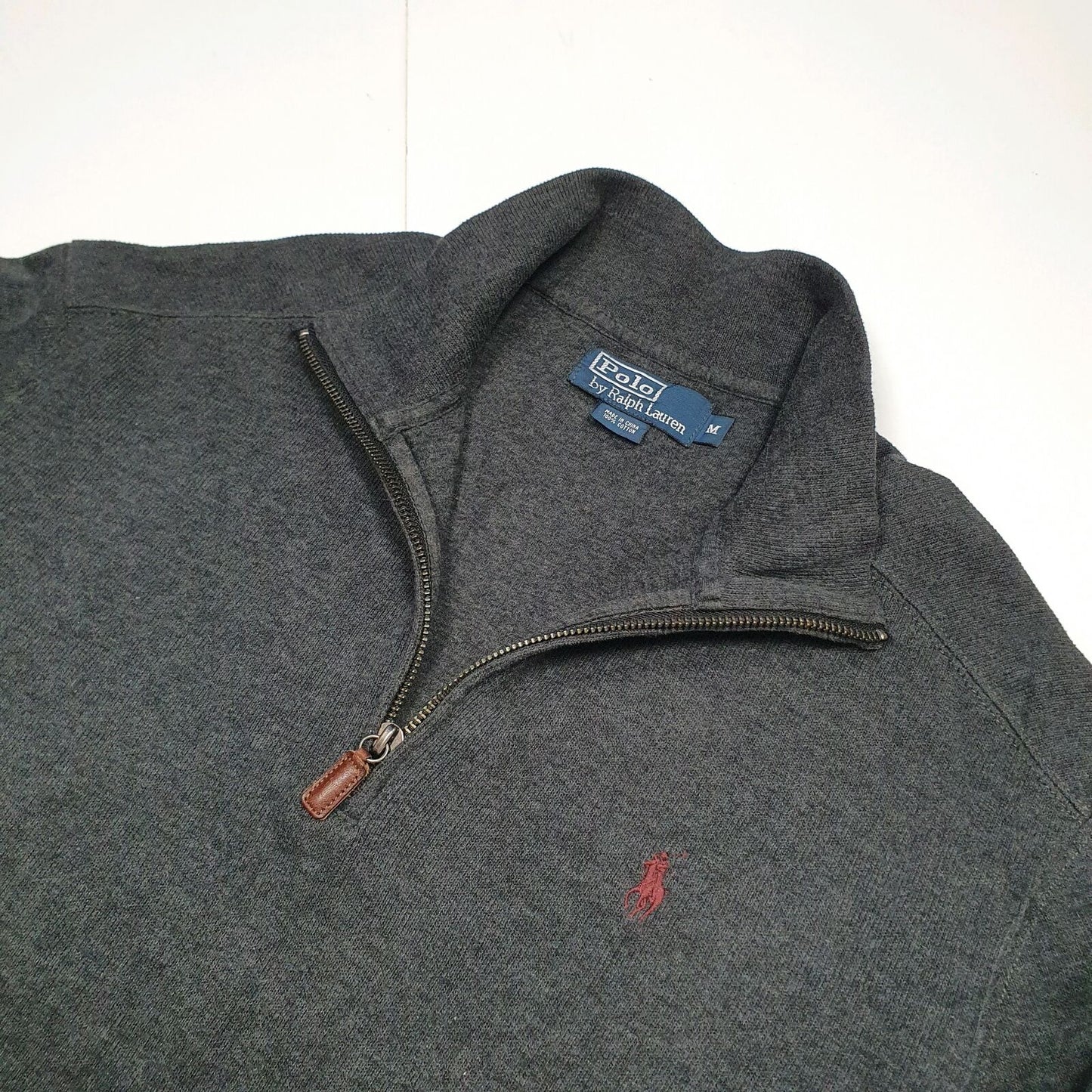 Mens POLO RALPH LAUREN Cotton 1/4 Quarter Zip Jumper Sweatshirt M